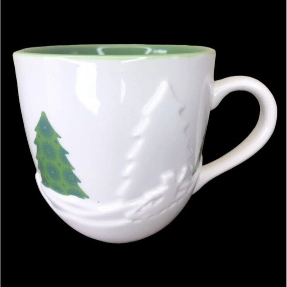 Starbucks Holiday 2006 Mug 16 oz Embossed 3D Winter Trees Sledding Snowman